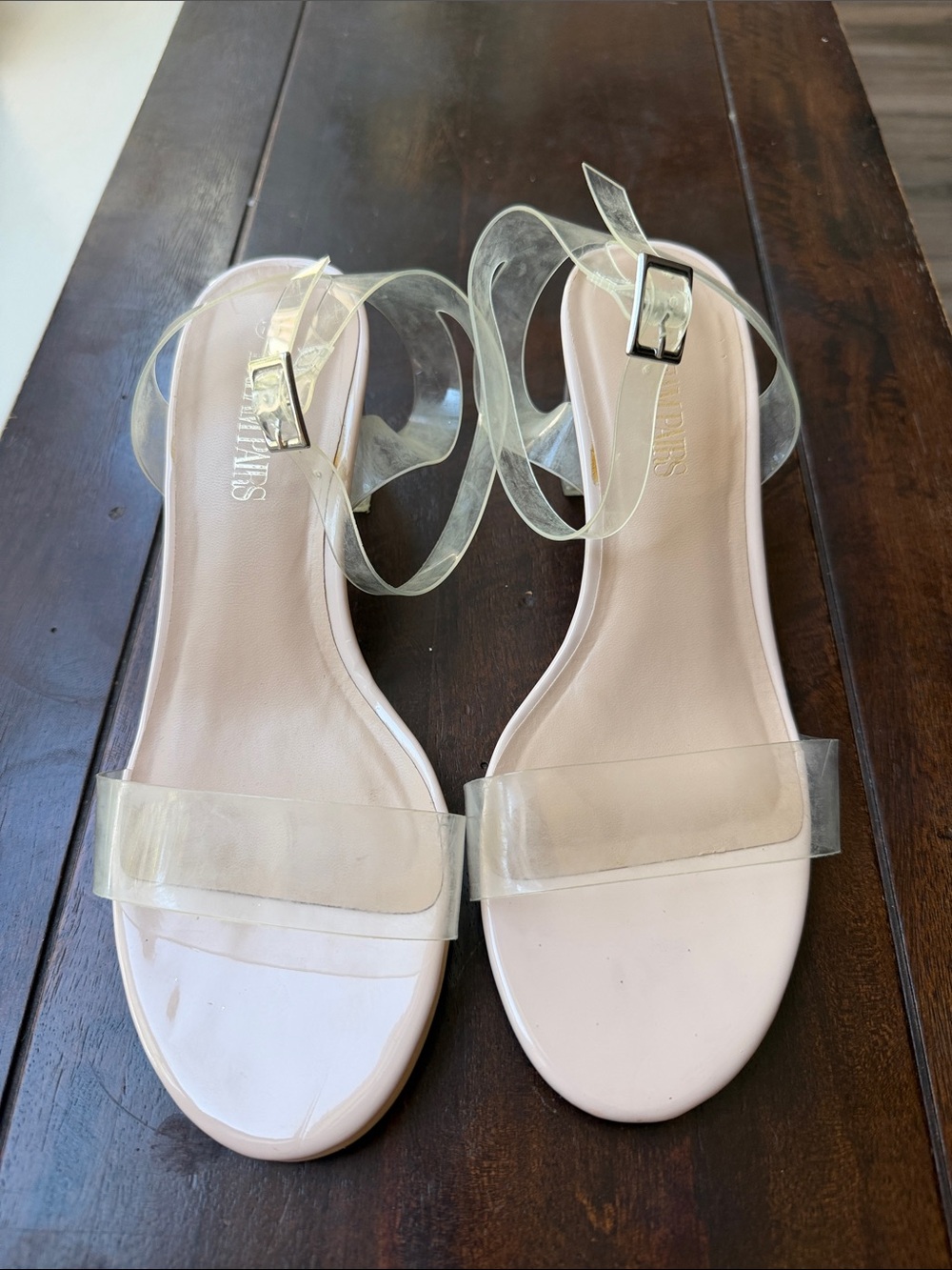 Dream Pairs Pink Clear Strap Ankle Sandals